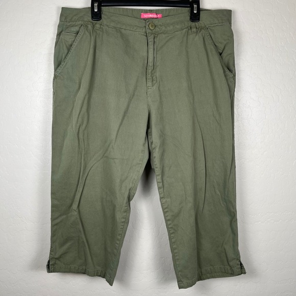 Woman Within Olive Green Capri‎ Pants Natural Fit Plus Size 18W - Picture 1 of 8